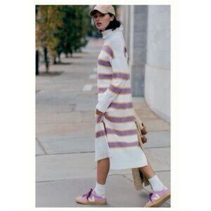 Anthropologie Daily Practice Karigan Stripe turtleneck Sweater Dress Sz M
